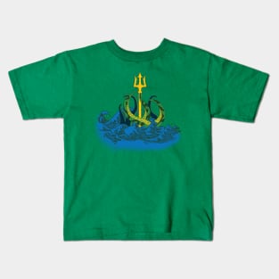 Mythic Threads: Poseidon Emerges from the Depths Kids T-Shirt